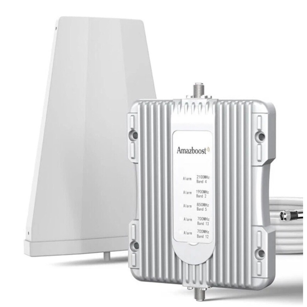 Amazboost Cell Phone Signal Booster 4G LTE 3G Multi-Band Repeater Kit Silver